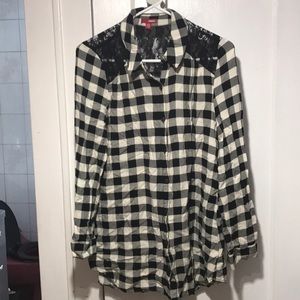 Black and white/lace button down